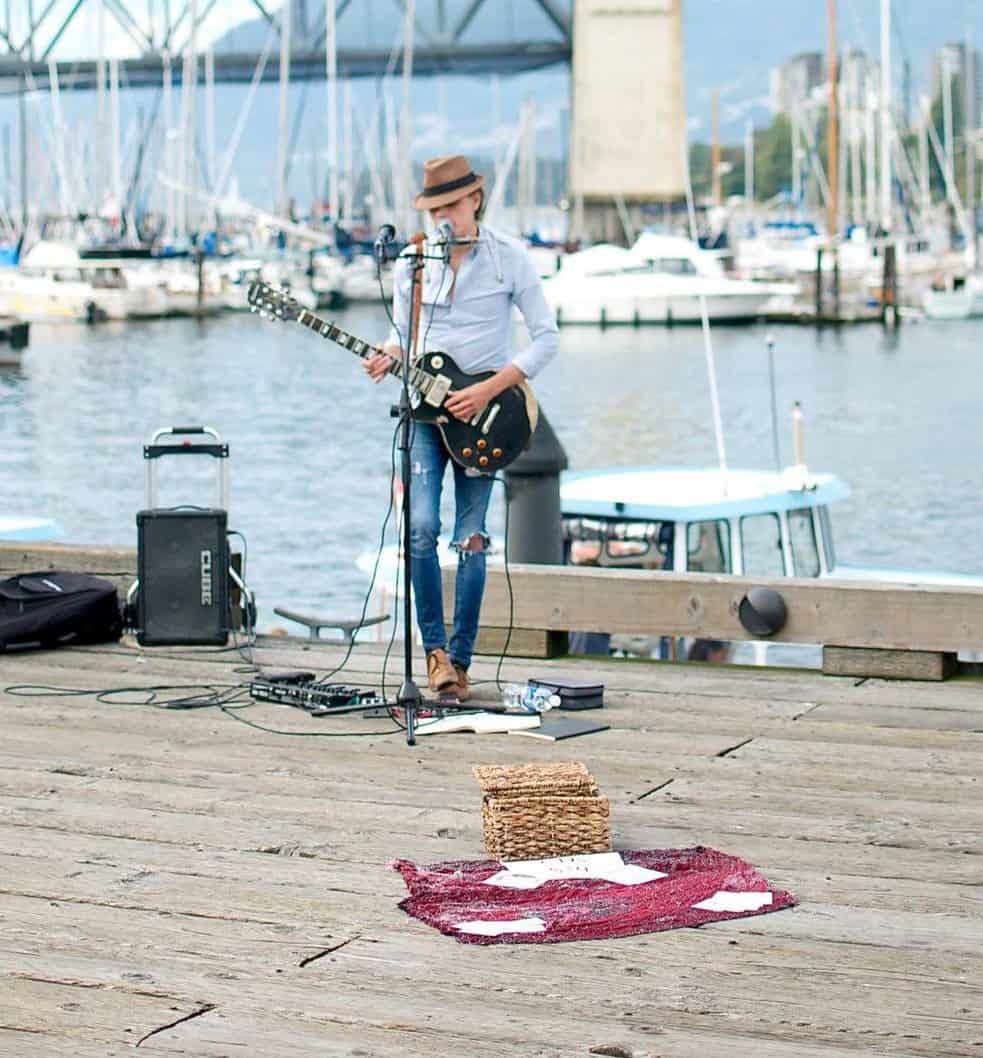 Stephen busking at the Ferry Landing