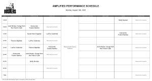 Monday, August 14th, 2023: Outdoor Amplified Performance Schedule