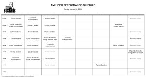 Sunday, August 20th, 2023: Outdoor Amplified Performance Schedule