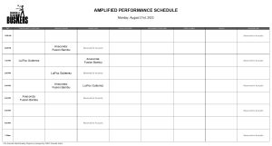 Monday, August 21st, 2023: Outdoor Amplified Performance Schedule