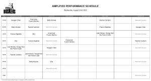 Wednesday, August 23rd, 2023: Outdoor Amplified Performance Schedule