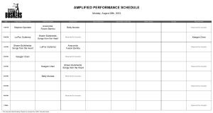 Monday, August 28th, 2023: Outdoor Amplified Performance Schedule