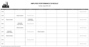 Tuesday, August 29th, 2023: Outdoor Amplified Performance Schedule