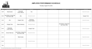 Thursday, August 31st, 2023: Outdoor Amplified Performance Schedule