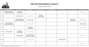 Tuesday, August 15th, 2023: Outdoor Amplified Performance Schedule
