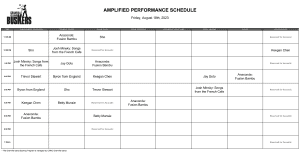 Friday, August 18th, 2023: Outdoor Amplified Performance Schedule