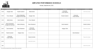 Monday, Sep 4th, 2023: Outdoor Amplified Performance Schedule