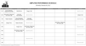 Wednesday, September 6th, 2023: Outdoor Amplified Performance Schedule