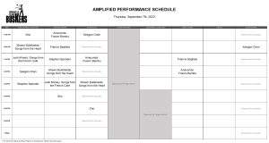 Thursday, September 7th, 2023: Outdoor Amplified Performance Schedule