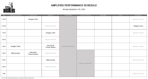 Monday, September 11th, 2023: Outdoor Amplified Performance Schedule