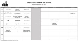 Wednesday, September 20th, 2023: Outdoor Amplified Performance Schedule