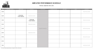 Monday, September 25th, 2023: Outdoor Amplified Performance Schedule