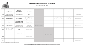Friday, September 8th, 2023: Outdoor Amplified Performance Schedule