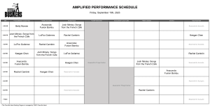 Friday, September 15th, 2023: Outdoor Amplified Performance Schedule