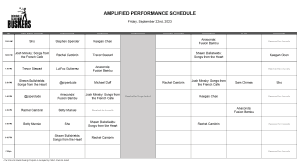 Friday, September 22nd, 2023: Outdoor Amplified Performance Schedule