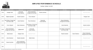 Sunday, October 1st, 2023: Outdoor Amplified Performance Schedule