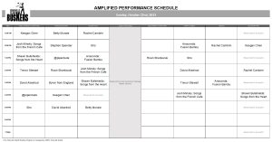 Sunday, October 22nd, 2023: Outdoor Amplified Performance Schedule
