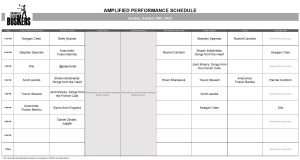 Sunday, October 29th, 2023: Outdoor Amplified Performance Schedule