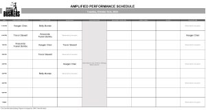 Tuesday, October 31st, 2023: Outdoor Amplified Performance Schedule