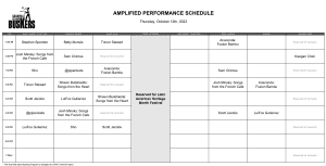 Thursday, October 12th, 2023: Outdoor Amplified Performance Schedule