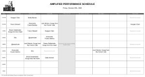 Friday, October 20th, 2023: Outdoor Amplified Performance Schedule