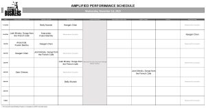 Wednesday, November 1st, 2023: Outdoor Amplified Performance Schedule