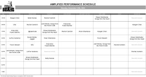 Monday, November 13th, 2023: Outdoor Amplified Performance Schedule
