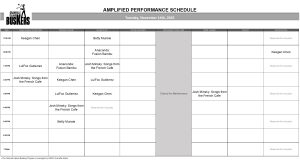 Tuesday, November 14th, 2023: Outdoor Amplified Performance Schedule