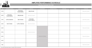 Tuesday, November 21st, 2023: Outdoor Amplified Performance Schedule