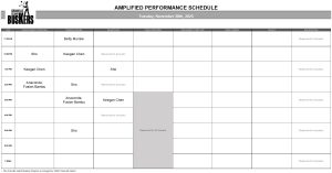 Tuesday, November 28th, 2023: Outdoor Amplified Performance Schedule