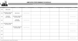 Thursday, November 9th, 2023: Outdoor Amplified Performance Schedule