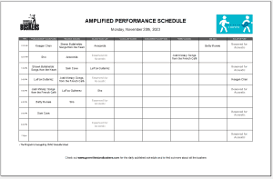 Monday, November 20th, 2023: Outdoor Amplified Performance Schedule