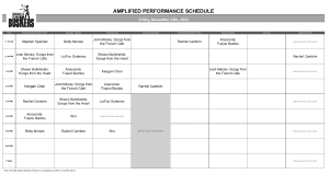 Friday, November 24th, 2023: Outdoor Amplified Performance Schedule