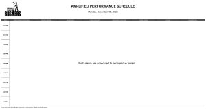 Monday, December 4th 2023: Outdoor Amplified Performance Schedule