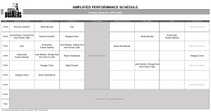 Sunday, December 24th 2023: Outdoor Amplified Performance Schedule