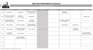 Friday, December 29th 2023: Outdoor Amplified Performance Schedule