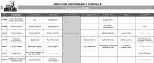 Monday February 19th 2024: Outdoor Amplified Performance Schedule