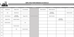 Wednesday, February 7th 2024: Outdoor Amplified Performance Schedule