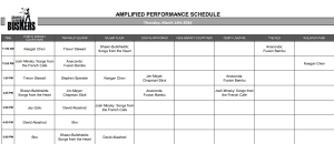 Thursday, March 14th 2024: Outdoor Amplified Performance Schedule