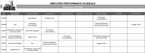 Monday, March 18th 2024: Outdoor Amplified Performance Schedule