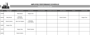 Wednesday, March 20th 2024: Outdoor Amplified Performance Schedule