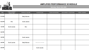 Monday, March 4th 2024: Outdoor Amplified Performance Schedule