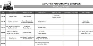 Thursday, March 7th 2024: Outdoor Amplified Performance Schedule