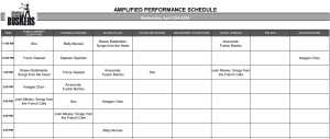 Wednesday, April 10th 2024: Outdoor Amplified Performance Schedule