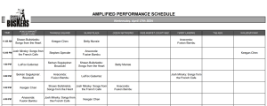 Wednesday, April 17th 2024: Outdoor Amplified Performance Schedule