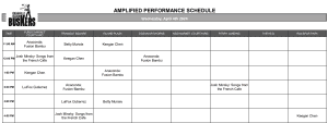 Thursday, April 4th 2024: Outdoor Amplified Performance Schedule