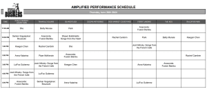 Thursday, June 20th, 2024: Outdoor Amplified Performance Schedule