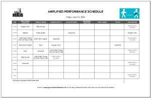Friday, June 14th, 2024: Outdoor Amplified Performance Schedule