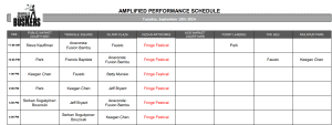 Tuesday, September 10th 2024: Outdoor Amplified Performance Schedule