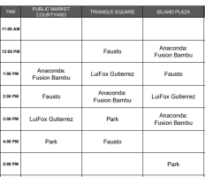 Monday, September 23, 2024: Outdoor Amplified Performance Schedule